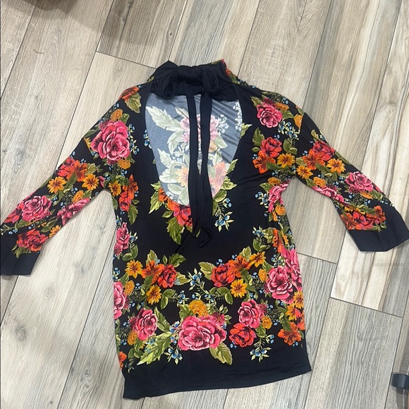 Free People Floral Black flowy dress - Picture 4 of 6